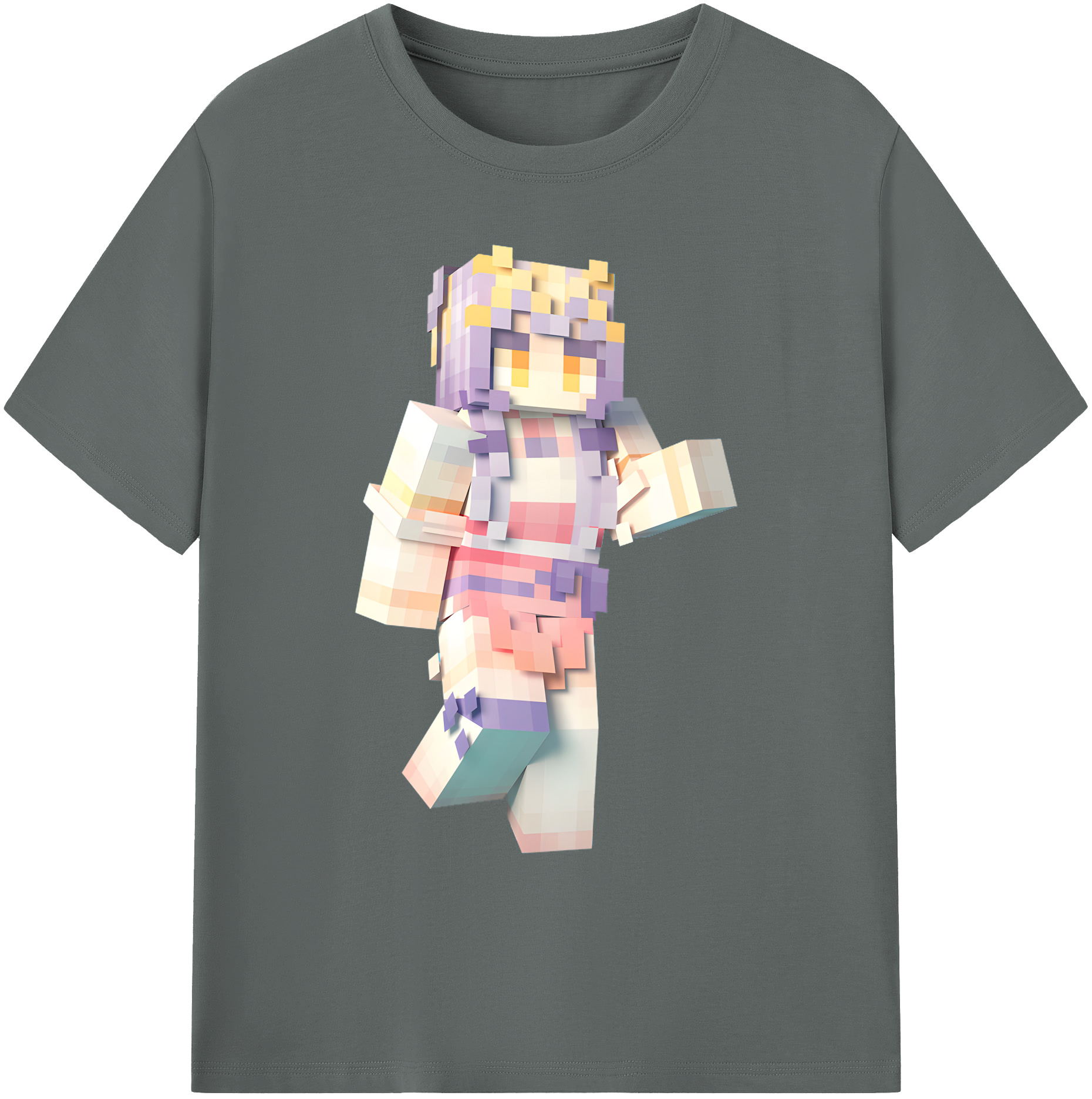 （画像用） マインクラフト ブロックの世界 Minecraft MC Block world 綿100％ メンズ半袖Tシャツ｜肌触りやわらか＆通気性